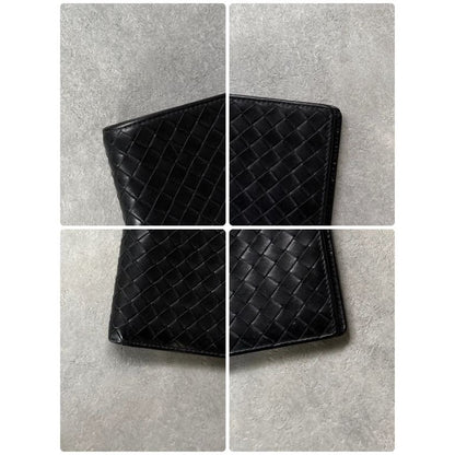 Bottega Veneta Intrecciato Bifold Wallet Billfold Black Calf Leather — view 7