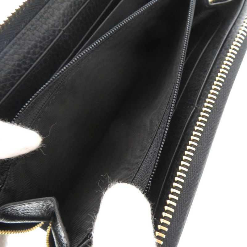 Gucci Round Zipper GG Marmont 456117 Leather Black Long Wallet Black 1001 Gucci