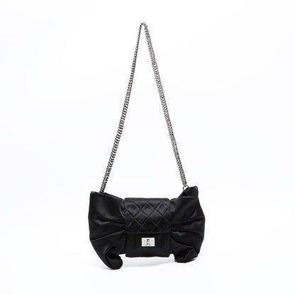 Chanel Shoulder Bag Satin Chain Ribbon