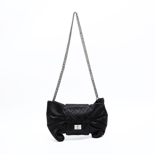 Chanel Shoulder Bag Satin Chain Ribbon