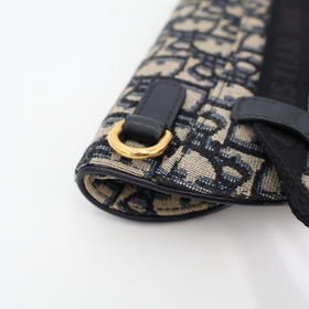 Christian DIOR Oblique Saddle Waist Pouch Jacquard Navy