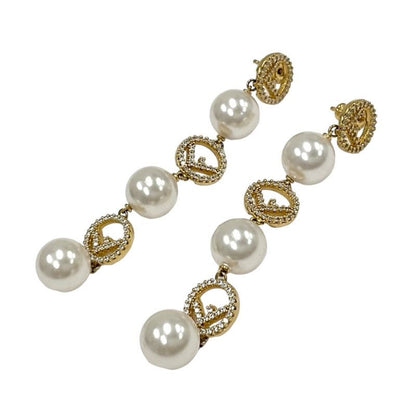 Fendi F Is Earrings Earring Gold Rhinestone Pearl