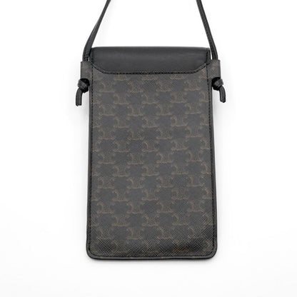 Celine Mobile Smartphone Accessories Leather Canvas Black Triomphe Logo Phone
