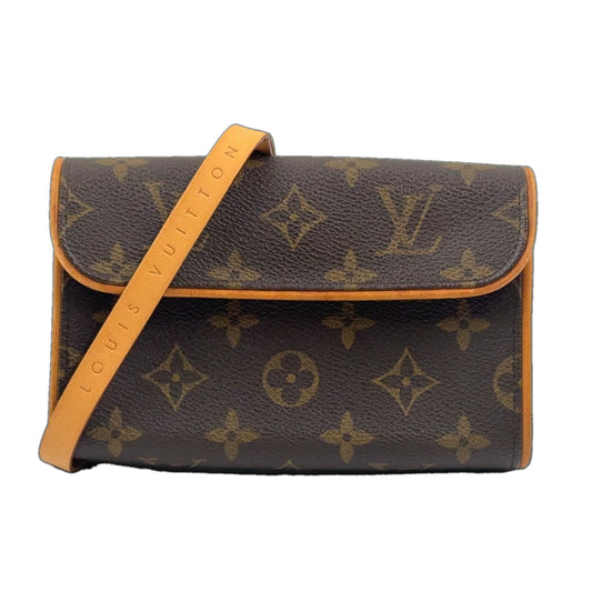 Louis Vuitton Pochette Twin PM Monogram XS Leather Brown Shoulder Bag Gold