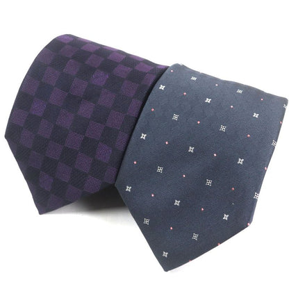 Louis Vuitton Silk Damier Monogram Set Of Two Ties Neckties Gray Made In Italy