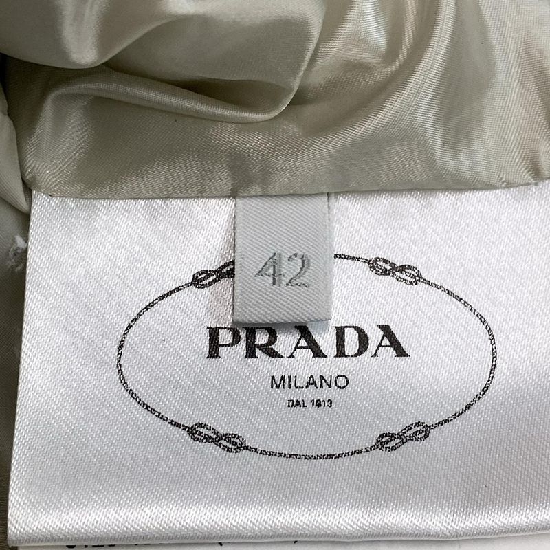 Prada Blouson Size 42 M Women's 291511 Ivory Cotton / Long Sleeve / Zip Up /