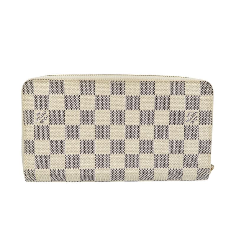 Louis Vuitton Damier Azure Zippy Organizer N60012 Gold Hardware White Round