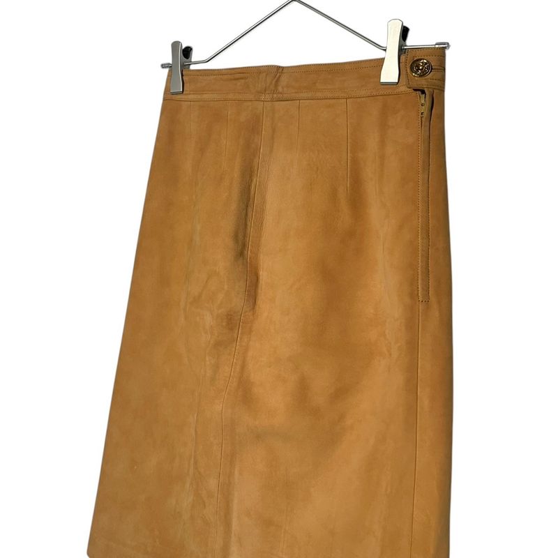 Loewe 90's Nubuck Leather Knee-Length Skirt 38(m) Brown
