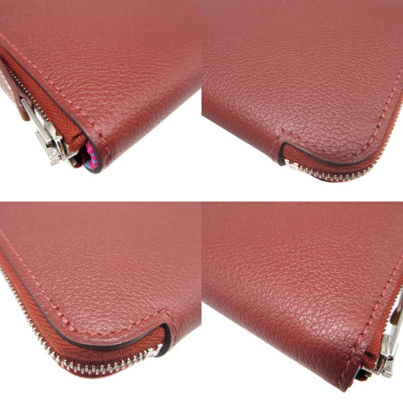 Hermes Azap Compact Silk Quin Stamped B (2023) Evercolor Silk Rouge Ash Coin