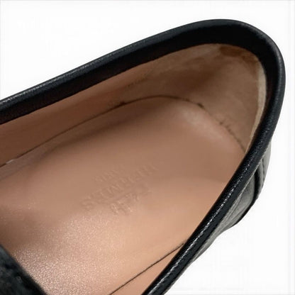 Hermes Paris Loafer Leather Shoes Leather Black Silver Hhardware Moccasin Flat