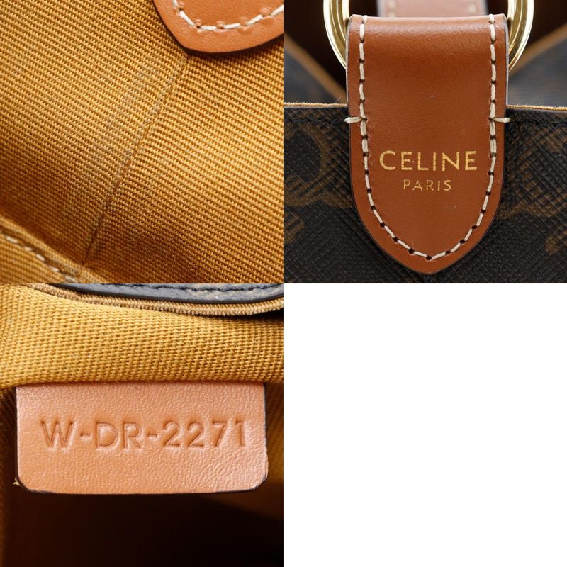 Celine Strap Box Triomphe 197142bzj PVC Black/brown Ladies Handbag