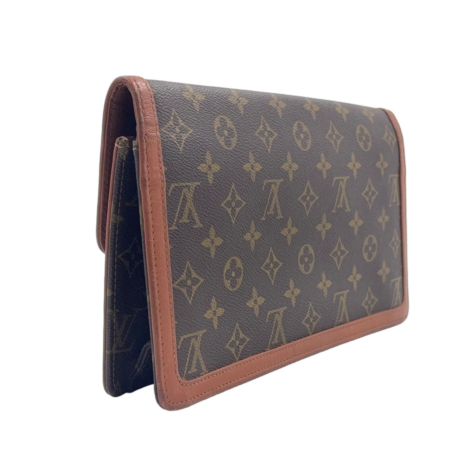 Louis Vuitton Pochette Dam GM Monogram Leather Brown Clutch Gold — view 2