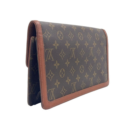 Louis Vuitton Pochette Dam GM Monogram Leather Brown Clutch Gold — view 2