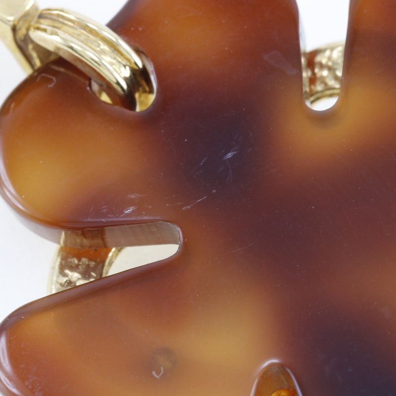 Chanel Coco Heart Clover Vintage Gold Plated X Plastic Brown 95P Ladies 36.0g