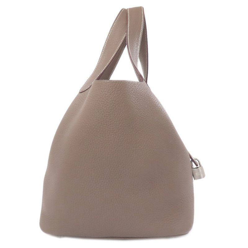 Hermes Picotin Lock MM Etope Silver Hardware Handbag Taurillon Women