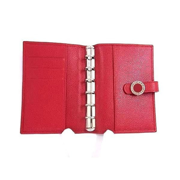 Bvlgari Notebook Cover Red Leather 6-hole Silver Hardware — view 4