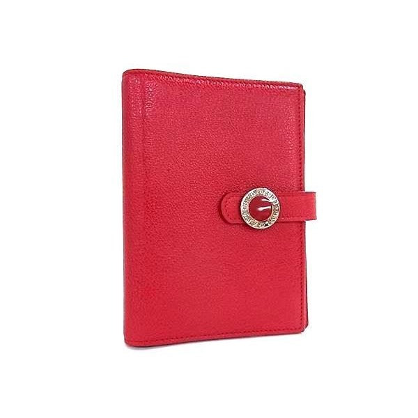 Bvlgari Notebook Cover Red Leather 6-hole Silver Hardware