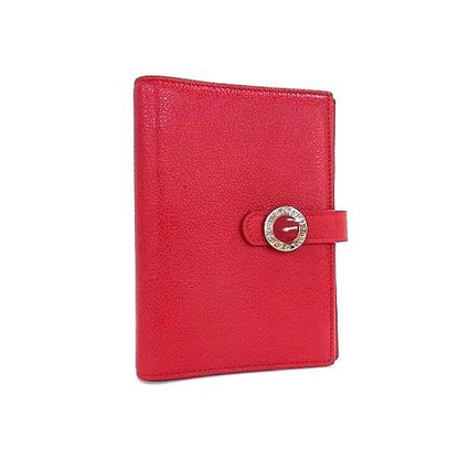 Bvlgari Notebook Cover Red Leather 6-hole Silver Hardware