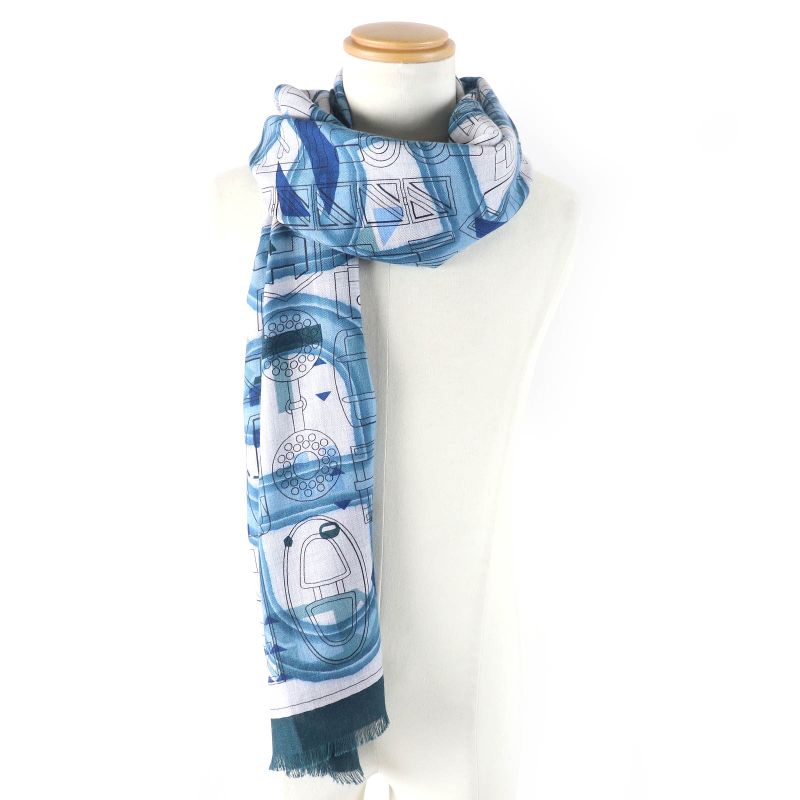 Hermes H693245t Rectangle Imprimeur Flou Ample Flou Cashmere Silk Guris