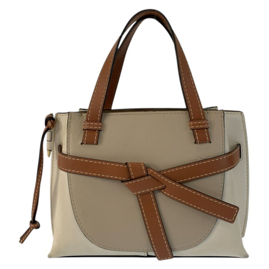 Loewe Gate Top Handle Beige Brown Gold Leather Handbag