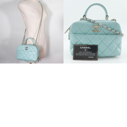 Chanel Trendy Coco Mark Matelasse 2WAY Shoulder Calf Light Blue Women's Handbag