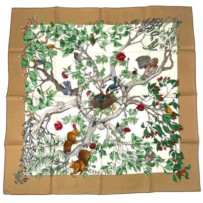 Hermes Carre 90 au Coeur des Bois in the Woods Scarf Silk Blaw