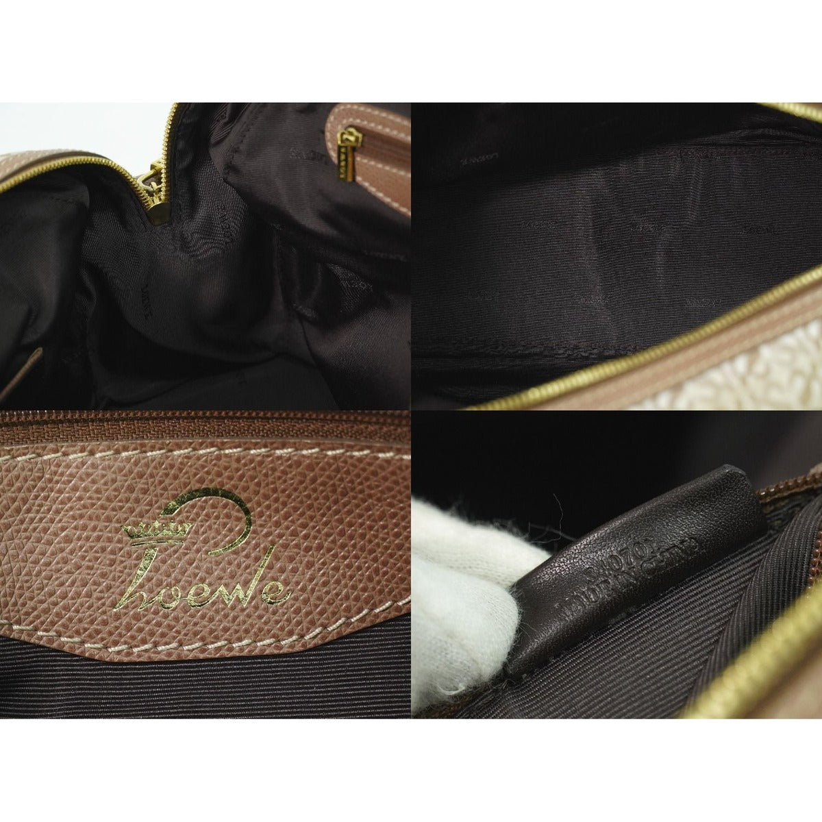 Loewe Repeat Anagram Handbag Canvas Leather Beige Pink — view 9