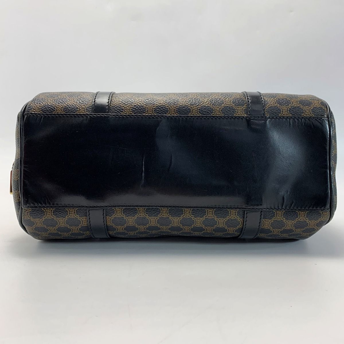Celine Macadam Pattern Ce00/12 Brown Drum Bag Ladies Gold Hardware