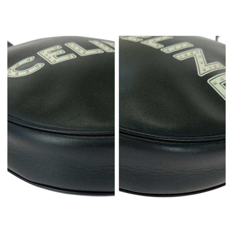 Celine Dancing Kid Logo Studded Black White Silver Hardware Leather 195883ddj38s