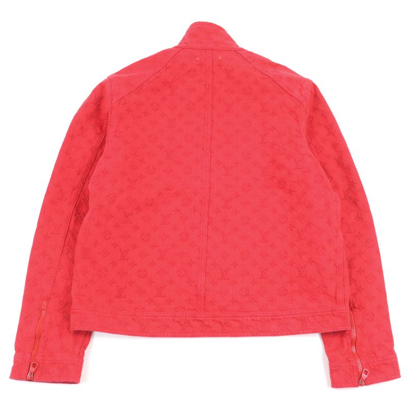 Louis Vuitton 19AW 1a5pdr 100% Cotton Monogram Stand Collar Zip Up Soft Denim