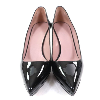 Gucci 388314 Interlocking G Pointed Toe Patent Leather Pumps Black 36 With Box