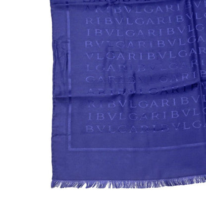 Bvlgari Scarf Logo Blue Silk Wool Accessories Others