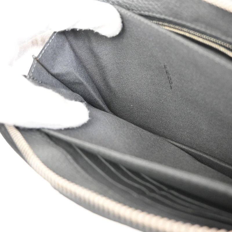 Fendi Clutch Bag Wallet Logo Leather Black Gray 31ka780