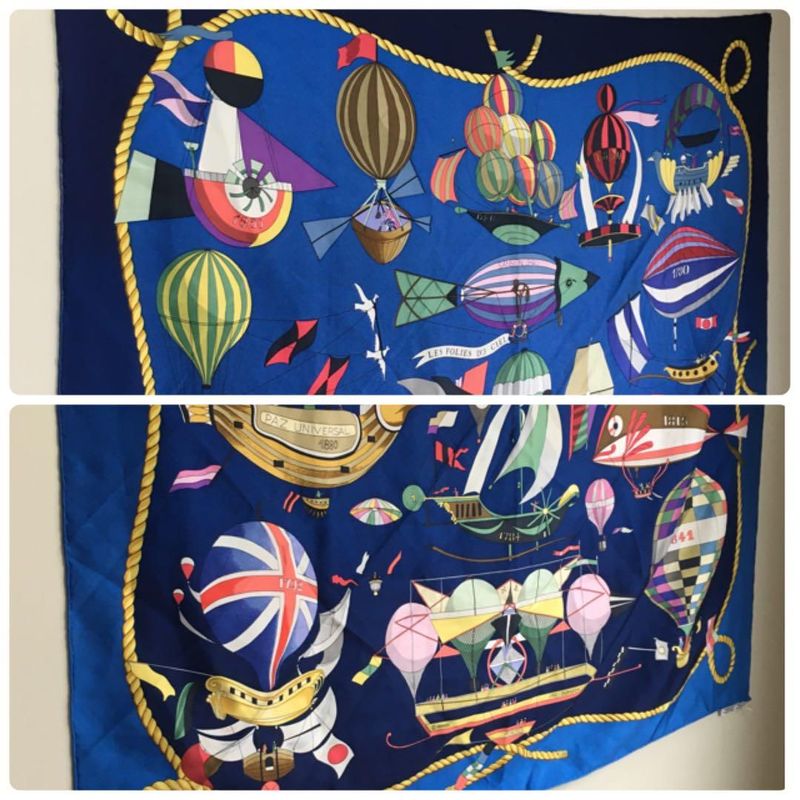 Hermes Carre Scarf Silk Sky Madness Balloon Shawl