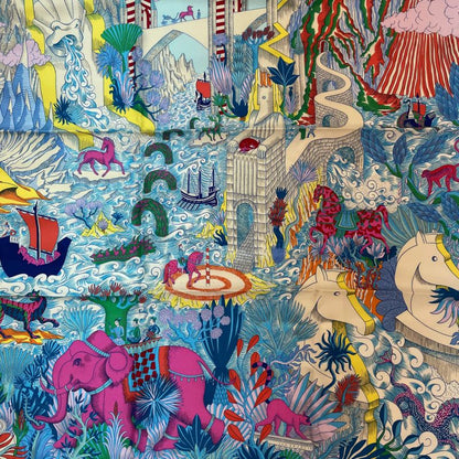 Hermes Carre 90 Silk Cosmo Graphia Universalis Space Magazine Scarf Multicolor