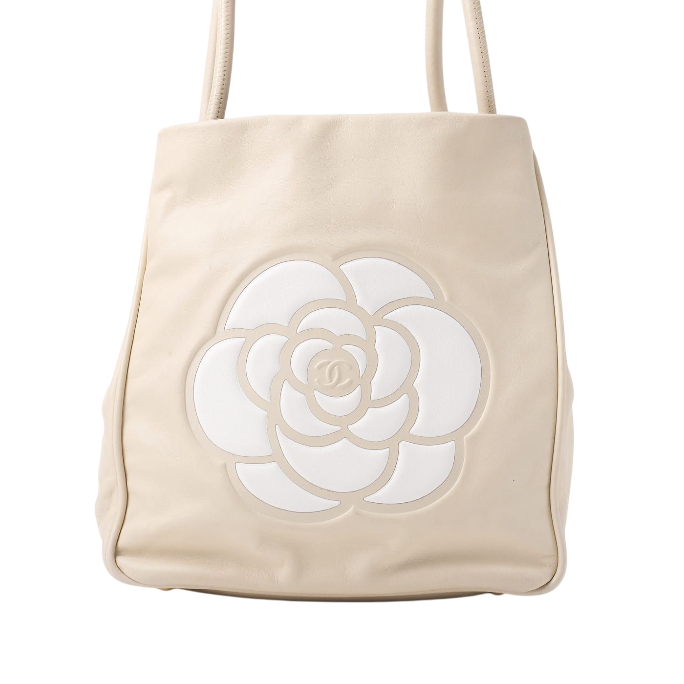 Chanel Camellia Line Tote Bag Lambskin Ivory With Gold Hardware Ladies Bag