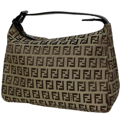 Fendi Zucchino Pattern Handbag Pouch Canvas Brown