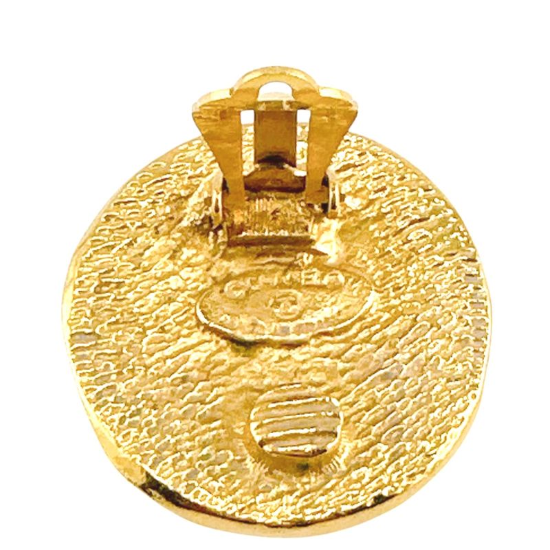 Chanel Earring Circle Logo Large Vintage Cambon Earrings Chanel Gold
