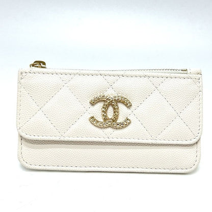 Chanel Long Wallet Coco Mark Caviar Leather White