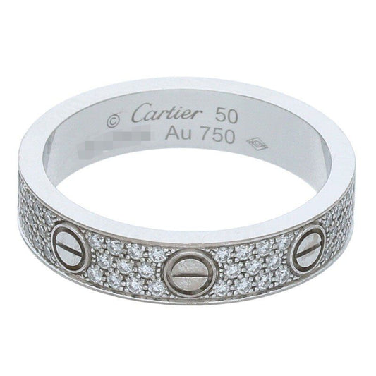 Cartier MINI LOVE RING Mini Love Ring 18K White Gold Diamond Ring Men's 50 9