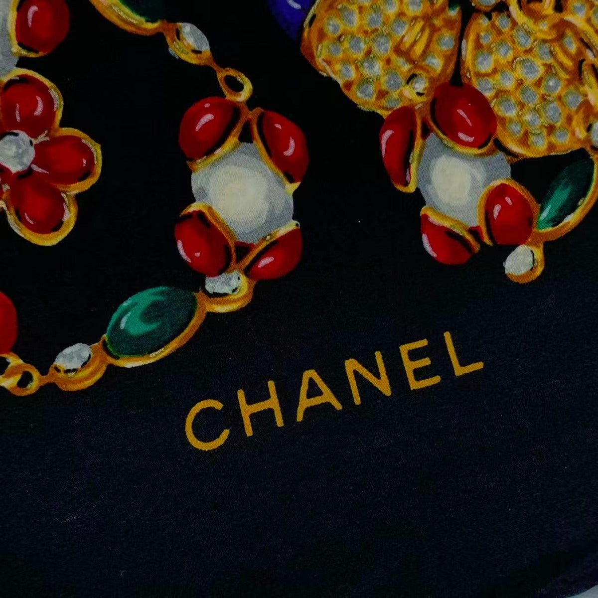 Chanel Scarf Silk Pattern Logo Black — view 7