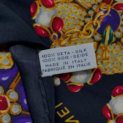 Chanel Scarf Silk Pattern Logo Black — view 9