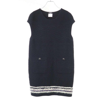 Chanel Sleeveless Nordic Cashmere Knit Dress Black 40