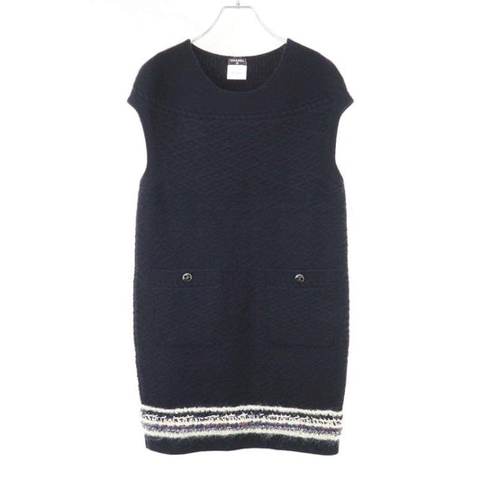 Chanel Sleeveless Nordic Cashmere Knit Dress Black 40