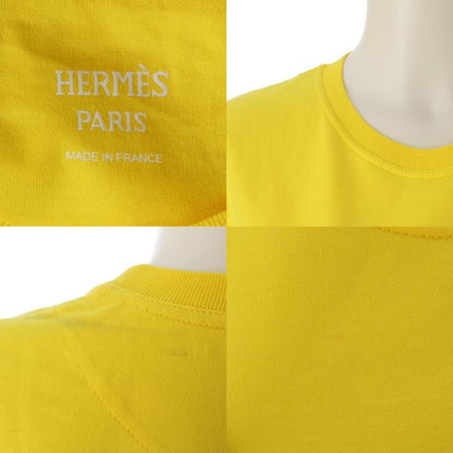 Hermes Cotton H Embroidered Pocket Short Sleeve T-shirt Top Yellow 38