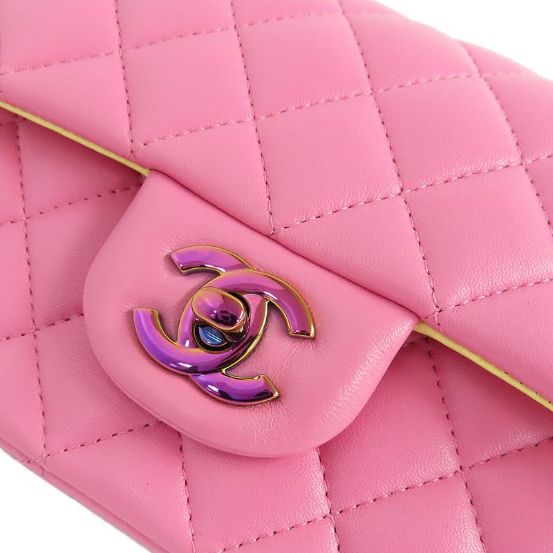 Chanel Mini Matelasse 20 Pink Rainbow-hardware No 31 Lambskin Single