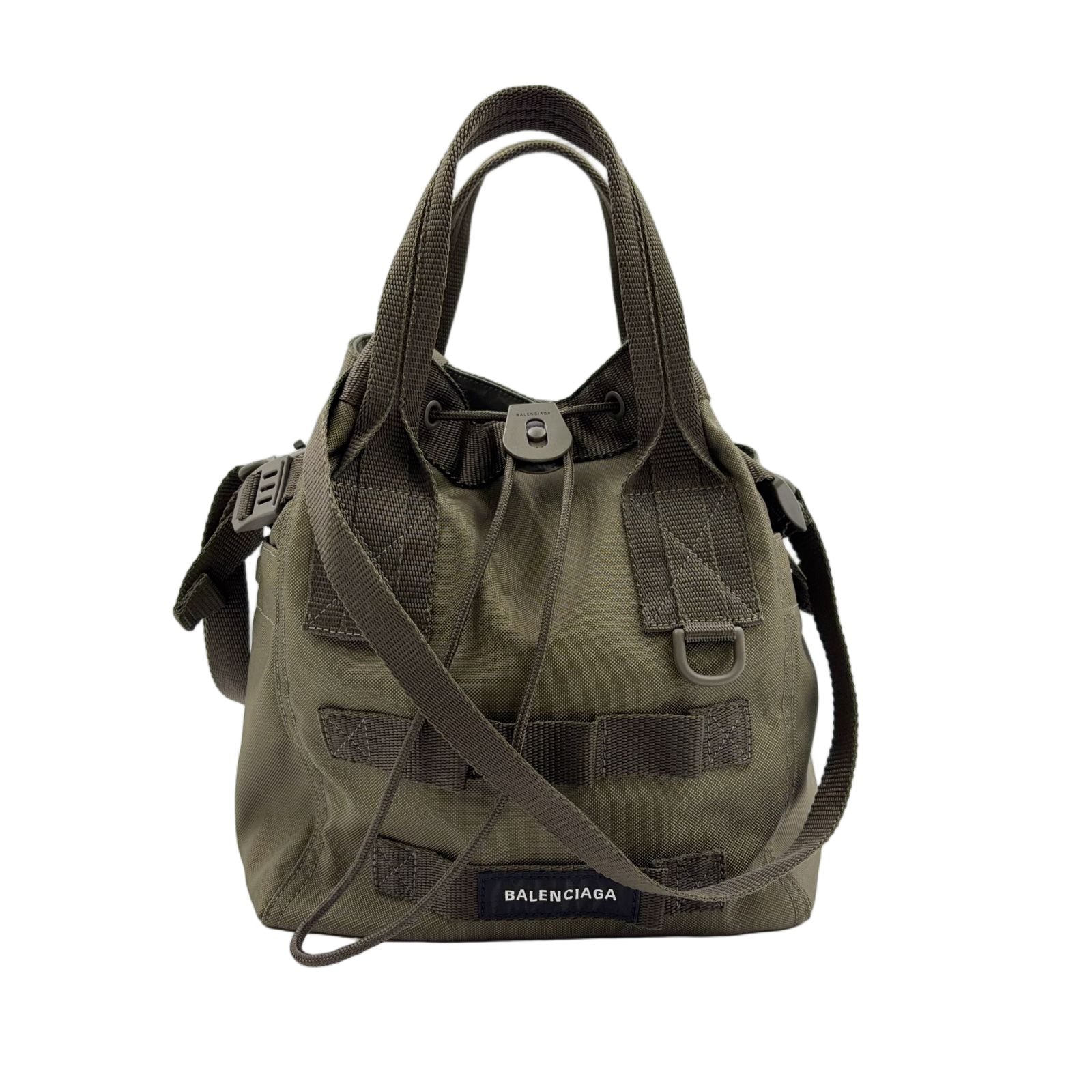 Balenciaga Amy Nylon Canvas Dark Green Handbag