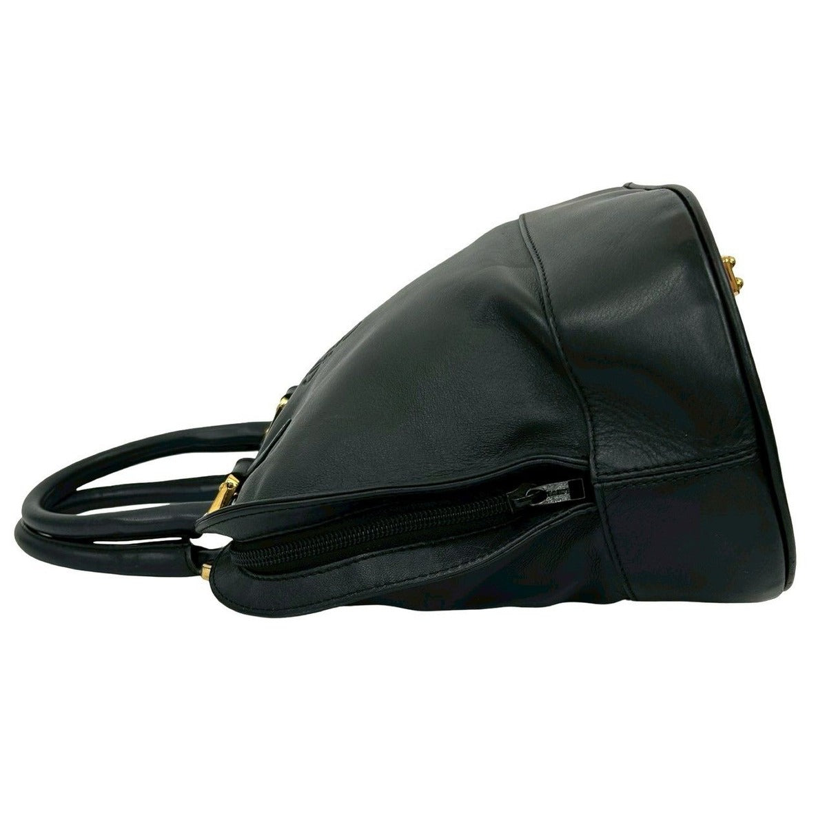 Loewe Vintage Anagram Logo Nappa Leather Boston Bag Tote Black — view 5