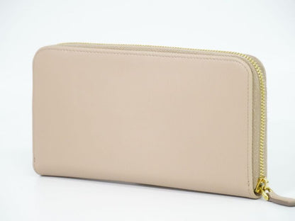 Authentic Prada Leather Round Zipper Long Wallet Long Wallet Beige Wallet