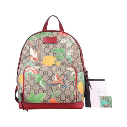 Gucci GG Supremutian Beige Red Multicolor Canvas Leather Backpack